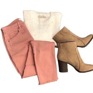 HP! Loft Frayed Hem Skinny Jeans Mauve NWT Women’s Size 25